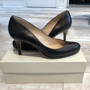 LK Bennett Classic Black Leather Pumps Size 10, Eur Size 41, 3 Inch Heel